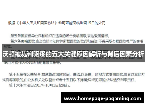 沃顿被裁判驱逐的五大关键原因解析与背后因素分析 沃顿被裁判驱逐的五大关键原因解析与背后因素分析